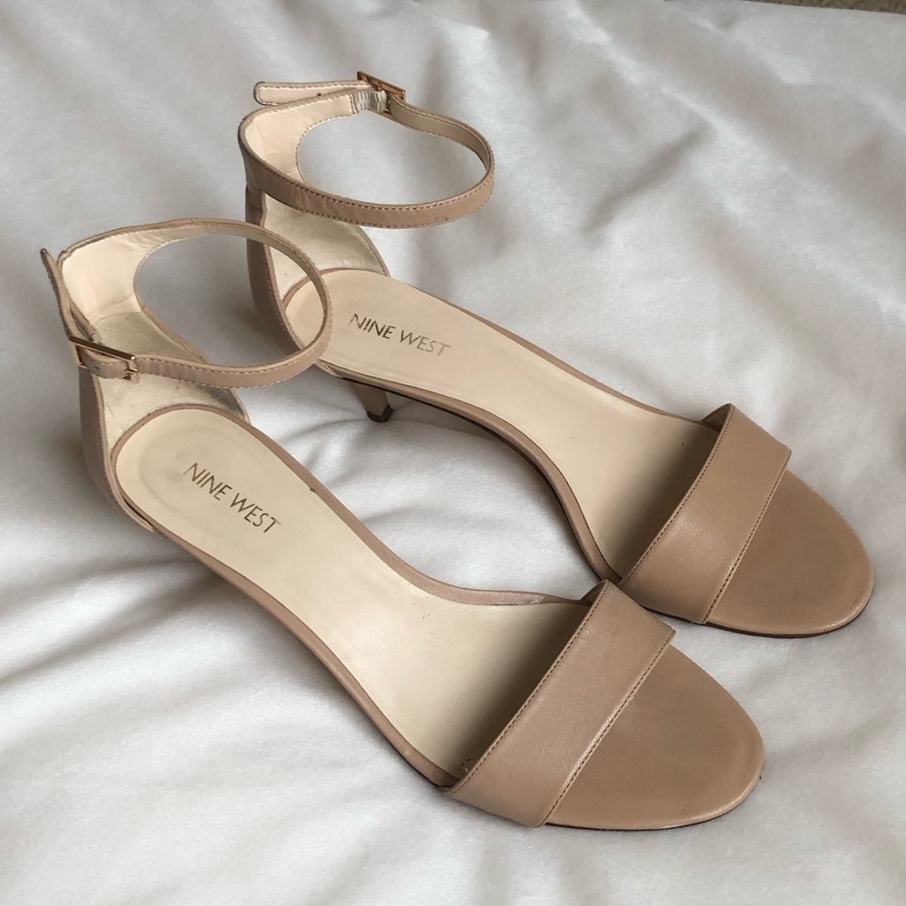 Nine West Nude Strap Kitten Heels